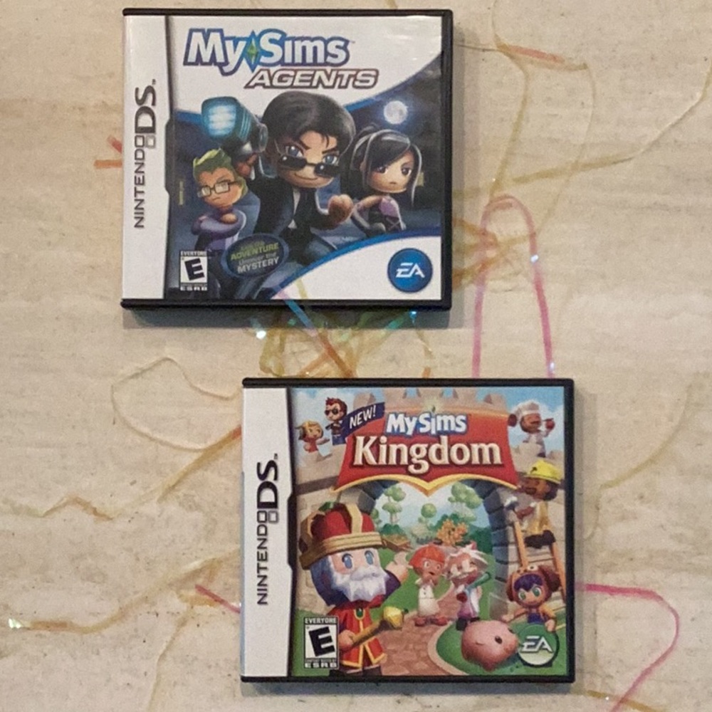 MySims Kingdom Nintendo DS Game & MySims Agents DS Games Lot Of 2 CIB Tested